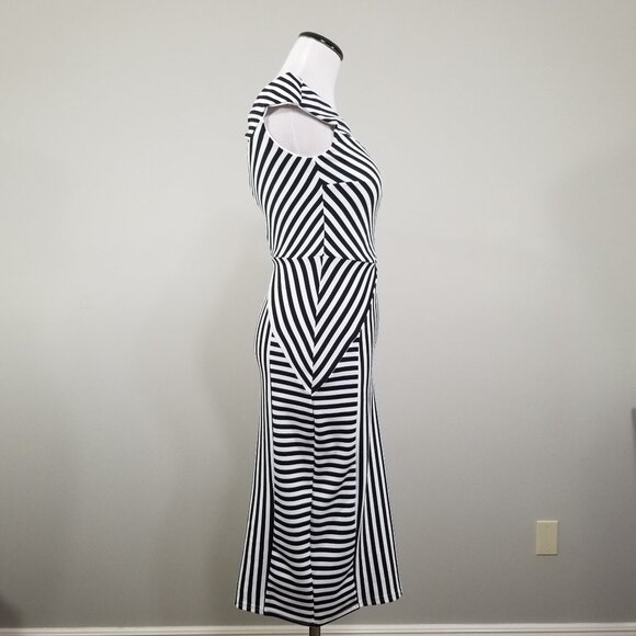 ASOS Pin-Up Stripe Bodycon Dress Off Shoulder Stretch Size 4 Retro Chic Siren - Picture 5 of 10